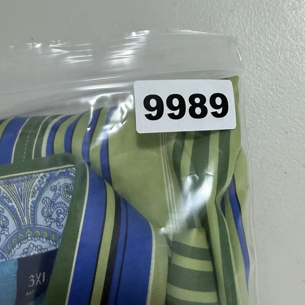 Robert Graham Shirt Men Size 3XL Green Striped Flip Cuff Button Up Paisley